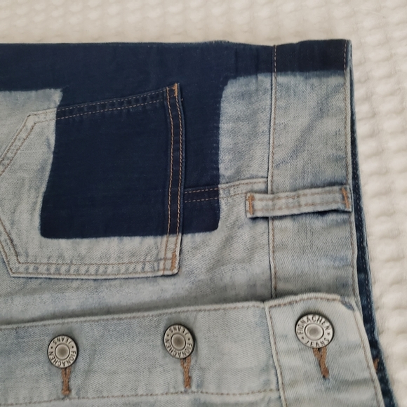 FIONA CHEN faux patchwork button down denim A-line mini skirt S - Picture 2 of 5